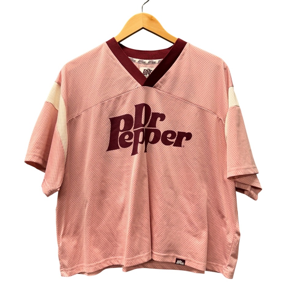 Dr Pepper Jersey Womens XL I'm a Pepper Pink Graphic Cropped Pullover Sporty